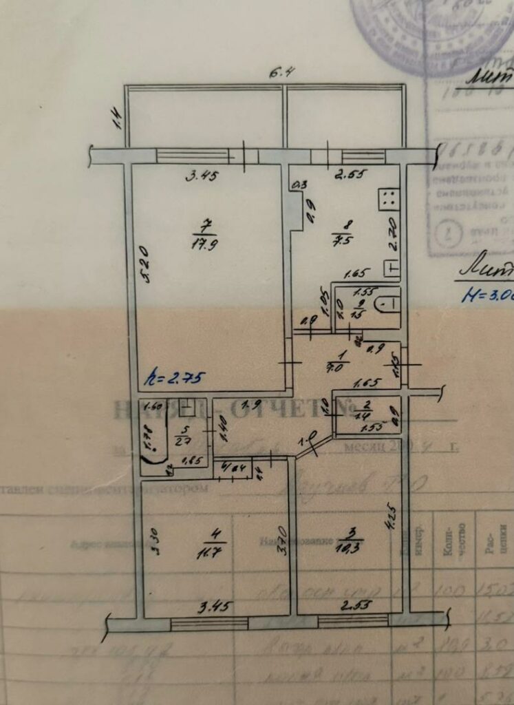 Продаю 3 комн. квартиру, мкр. Аламедин 1, этаж 7/9, не угловая, серия 106, 70м2, цена: 104000$