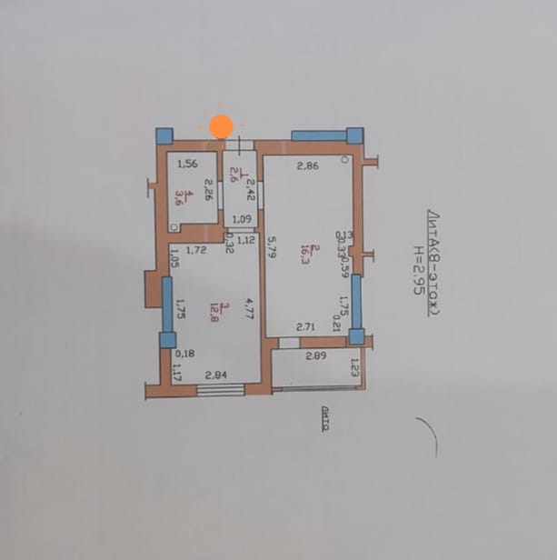 Продаю 1 комн. квартиру, Чуй/Ауэзова, мкр. Учкун, этаж 8/9, не угловая, ТЕХПАСПОРТ ЕСТЬ! С ремонтом, 40м2, цена: 65500$